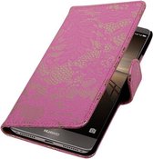 Wicked Narwal | Lace bookstyle / book case/ wallet case voor Huawei Mate 9 Roze