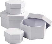 Boîtes Creotime Carton Hexagonal 6.5-8-10-12 Cm Wit 4 pièces
