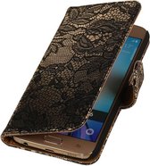 Wicked Narwal | Lace bookstyle / book case/ wallet case Hoes voor Samsung galaxy j2 2015 J200F Zwart