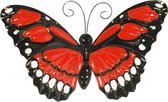 Wanddecoratie - 3D metaal vlinder rood - 3D art - voor huis en tuin