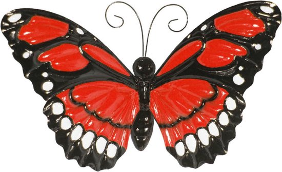 Reis gesprek beklimmen Wanddecoratie - 3D metaal vlinder rood - 3D art - voor huis en tuin |  bol.com