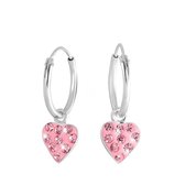 Little Miss Lovely - Boucles d'oreilles coeur en argent avec cristal rose clair