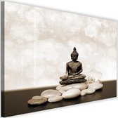 Schilderij Boeddha op stenen, 2 maten, beige, Premium print