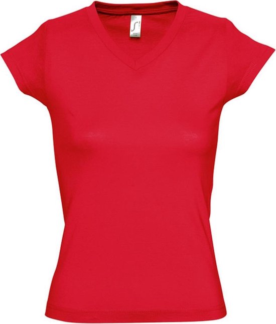 SOLS Dames/dames Maan V Hals T-Shirt met korte mouwen (Rood)