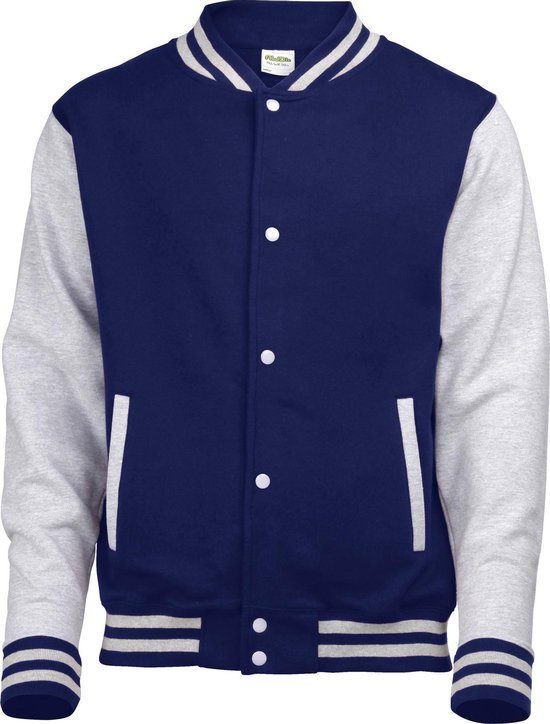 Awdis Kinder Unisex Varsity Jacket / Schoolkleding (Marine Oxford / Heather Grey)