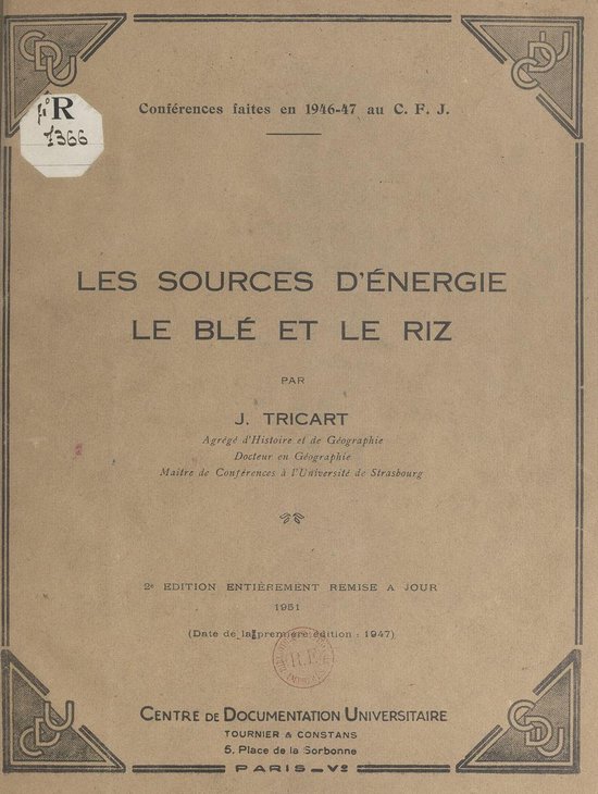 Les sources d'énergie : le blé et le riz - cover