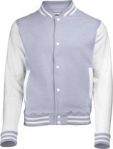 Awdis Kinder Unisex Varsity Jacket / Schoolkleding (Heide Grijs/Wit)