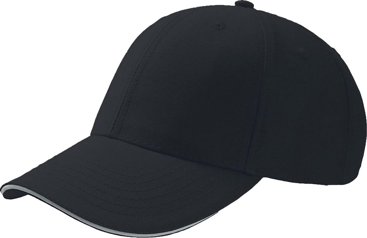 Atlantis Sport Sandwich 6 Panel Baseball Cap (Pakket van 2) (Zwart/Ecru)