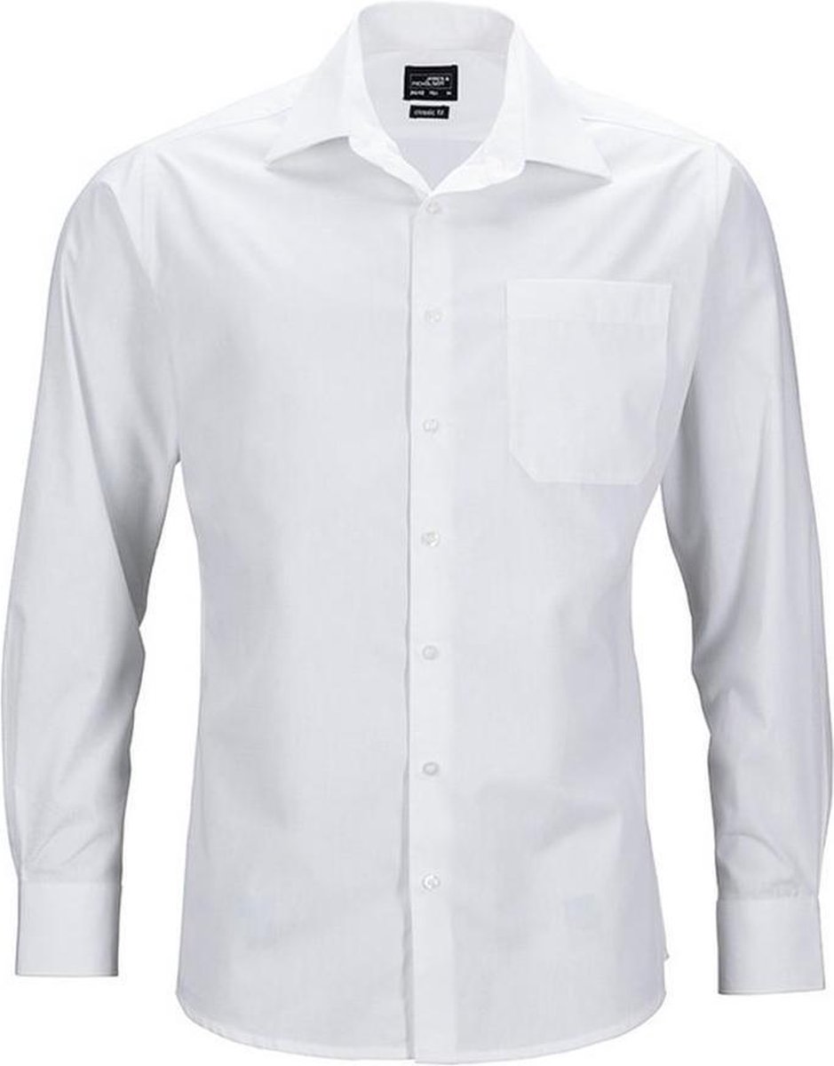 Daiber Heren Longsleeve Zakelijk Shirt (Wit)