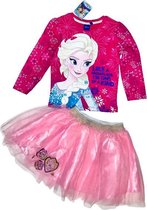 Disney Frozen set longsleeve + rok met tule  roze/fuchsia maat 116