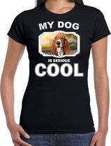 Basset honden t-shirt my dog is serious cool zwart - dames - Basset liefhebber cadeau shirt XS