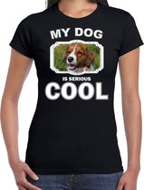 Kooiker honden t-shirt my dog is serious cool zwart - dames - Kooikerhondjes liefhebber cadeau shirt XL