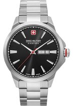 Swiss Military Hanowa Day Date Classic Horloge - Swiss Military Hanowa heren horloge - Zwart - diameter 45 mm - roestvrij staal