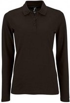 SOLS Dames/dames Perfecte Lange Mouw Pique Polo Shirt (Zwart)