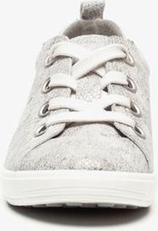 Natuform leren dames sneakers met slangenprint - Grijs - Maat 38 | bol.com