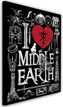 Schilderij , I love middle earth , Harry potter , 2 maten , wit rood zwart ,wanddecoratie