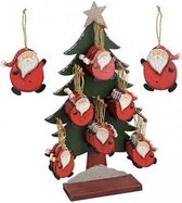 Kersthangers set van 3 stuks houten kerstman ornamenten 10 cm - Kerstboomversiering / kerstversiering