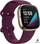 Strap-it Siliconen smartwatch bandje - geschikt voor Fitbit Sense / Sense 2 / Versa 3 / Versa 4 - paars - Maat: Maat L