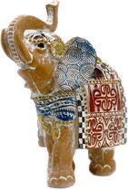 Thaise olifant - Good Luck - Terraccotta & Sky Blue 11 cm