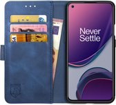 Rosso Element Book Case Wallet Hoesje Geschikt voor OnePlus 8T | Portemonnee | 3 Pasjes | Magneetsluiting | Stand Functie | Blauw