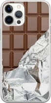 iPhone 12 Pro Max hoesje siliconen - Chocoladereep - Soft Case Telefoonhoesje - Print / Illustratie - Transparant, Bruin
