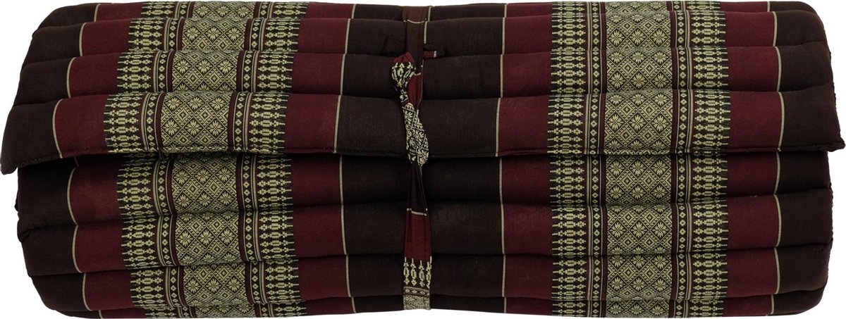 Fine Asianliving Thaise Mat Oprolbaar Matras 190x78x4.5cm Zwart Rood Meditatie Mat Matras