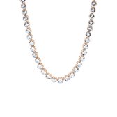 Lucardi Dames Zilveren collier rose met kristal wit - Echt Zilver - Ketting - Cadeau - 45 cm - Rosékleurig
