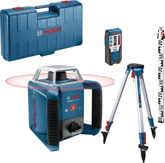 Bosch GRL 400 H rotatie laser + LR 1 ontvanger in koffer + GR 2400 meetlat  + BT 152... | bol.com