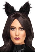 Smiffys Oren haarband Long Pile Fur Cat Zwart