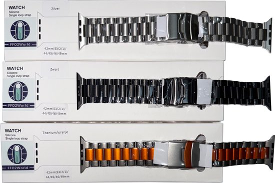 Bracelet réglable en métal titane FFO2World – Argent – ​​Design Classique , ultraléger et hypoallergénique, avec fermoir de sécurité. Compatible avec Apple Watch 49 mm, 46 mm, 45 mm, 44 mm, 42 mm (série 1/2/3), iWatch SE, série 10-1, Ultra 1/2