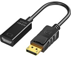 Qost - 4K DisplayPort naar HDMI adapter - DP to HDMI - 4K@30Hz - Gold Plated - Zwart - Compatibel met Computer / Monitor / TV / Projector / Dell / Lenovo / HP