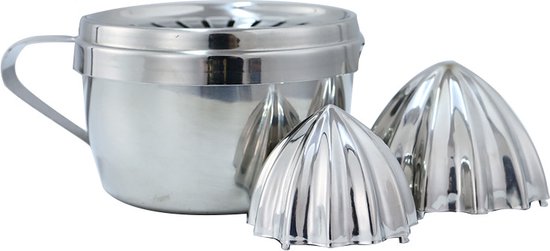 Fruitpers handmatig - Sinaasappelpers - Citroenpers - citroen pers - citroenknijper - 304 RVS - Limoenpers - Handmatige Citroenpers - Lemon squeezer - Citrusknijper - Fruitpers - Sinaasappelpers - 15.5*11.5*7 cm - Zilver - met twee accessoires van Merkloos — afbeelding 2