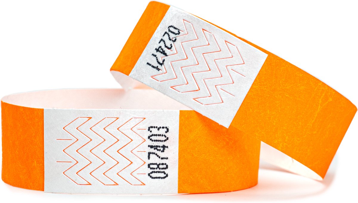 1000 Polsbandjes, Tyvek Neon oranje