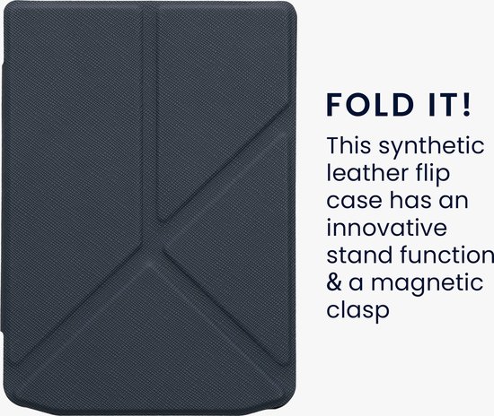 kwmobile e-reader hoesje geschikt voor Pocketbook Verse / Verse Lite / Verse Pro / Color / Vivlio Light/Light HD hoes - Ereader flip case met standaard - E reader cover van kunstleer - In donkerblauw — afbeelding 2