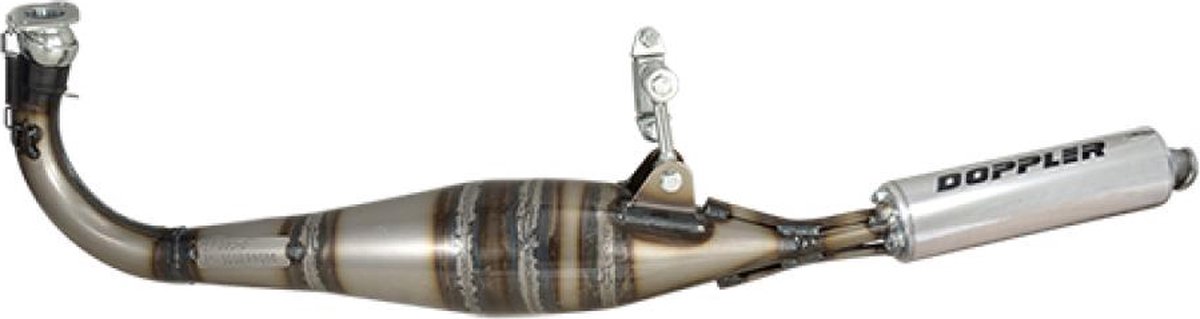 doppler uitlaatdemper voor peugeot bromfiets 50 103 spx er1 / 302-d chroom demper nieuw