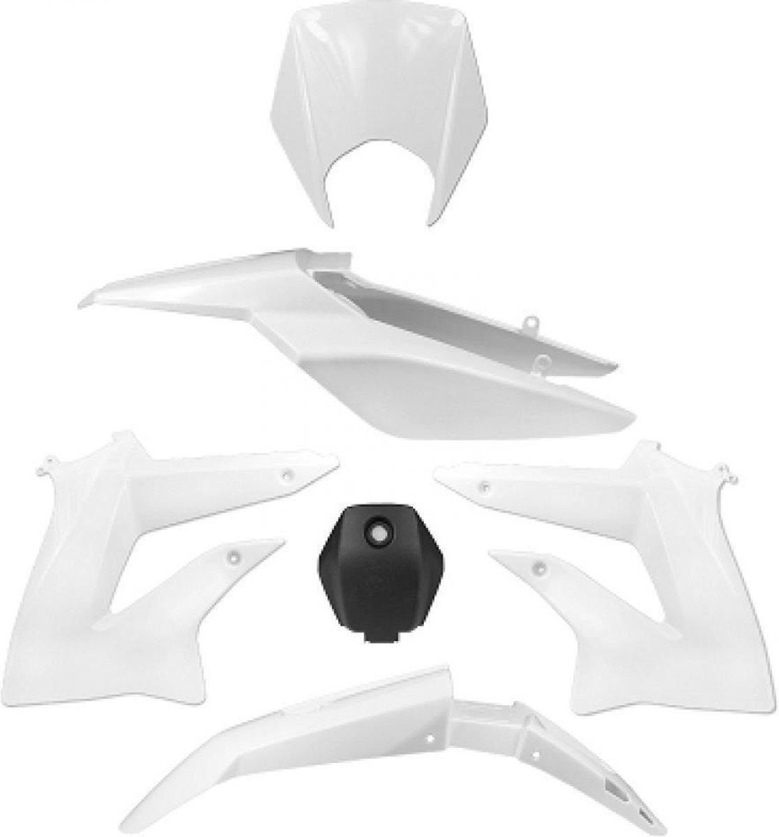 tnt kuip kit voor derbi 50 senda drd x-treme 2010 tot 2015 6 stuks wit / zwart nieuw