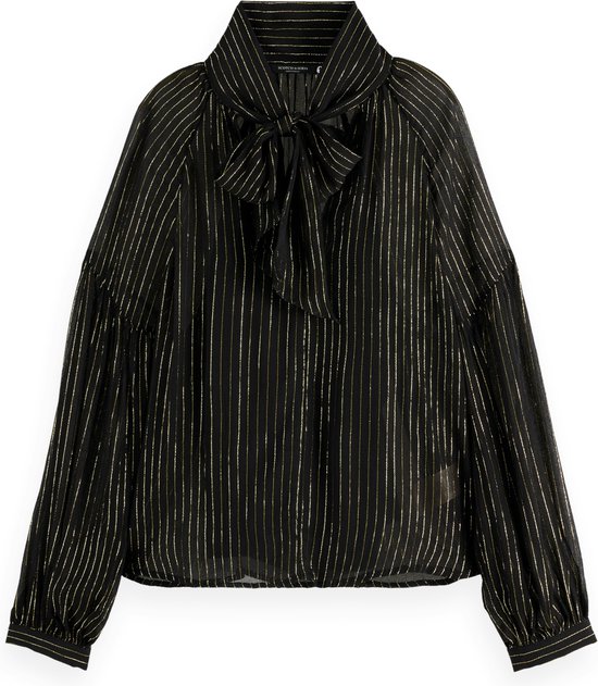 Scotch & Soda LUREX TOP WITH BOW NECK Dames Blouse - Maat 36