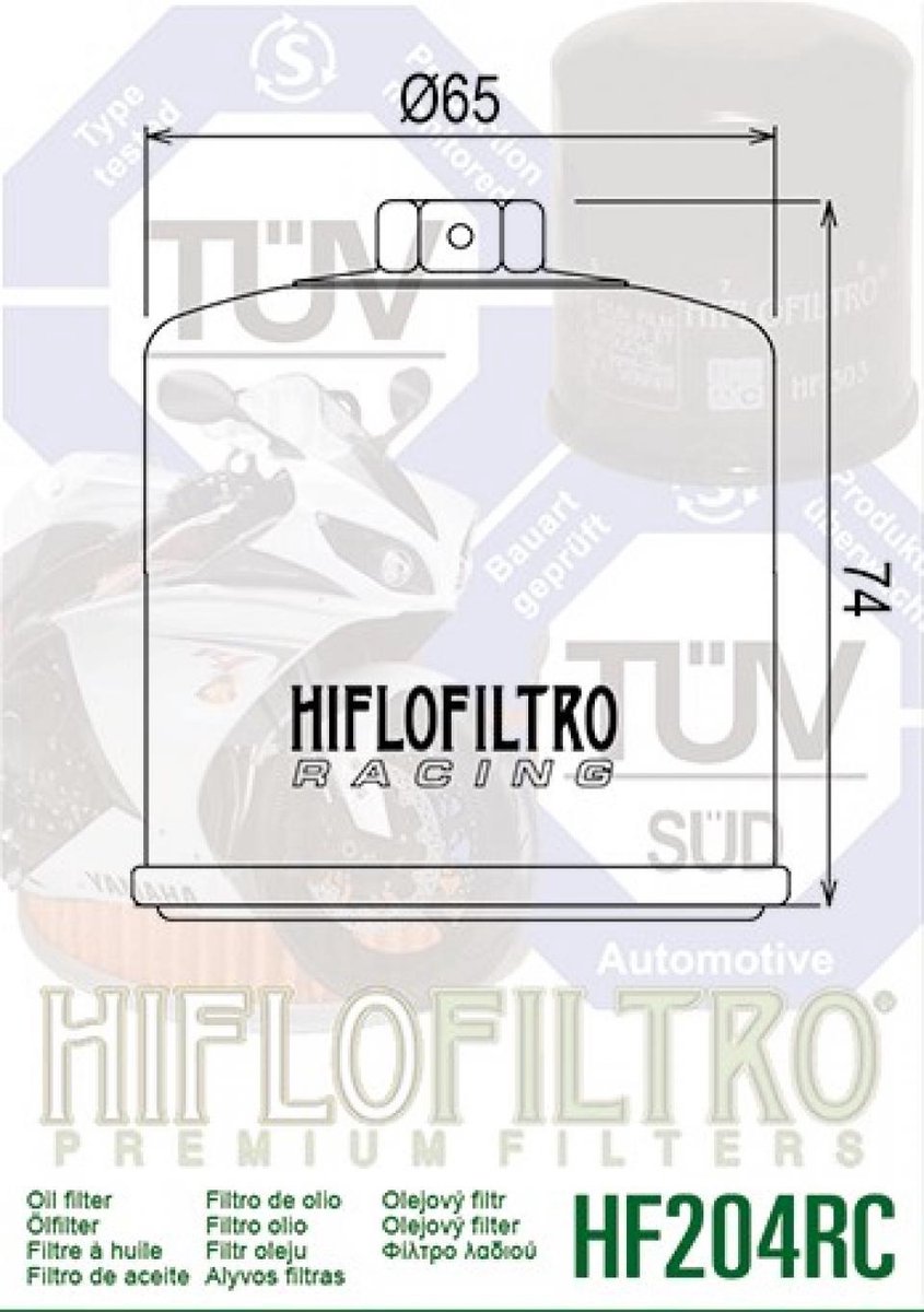 Hiflofiltro-oliefilter voor Yamaha 1000 YZF R1M motorfiets, modeljaar 2015 t/m 2020, HF204RC, nieuw