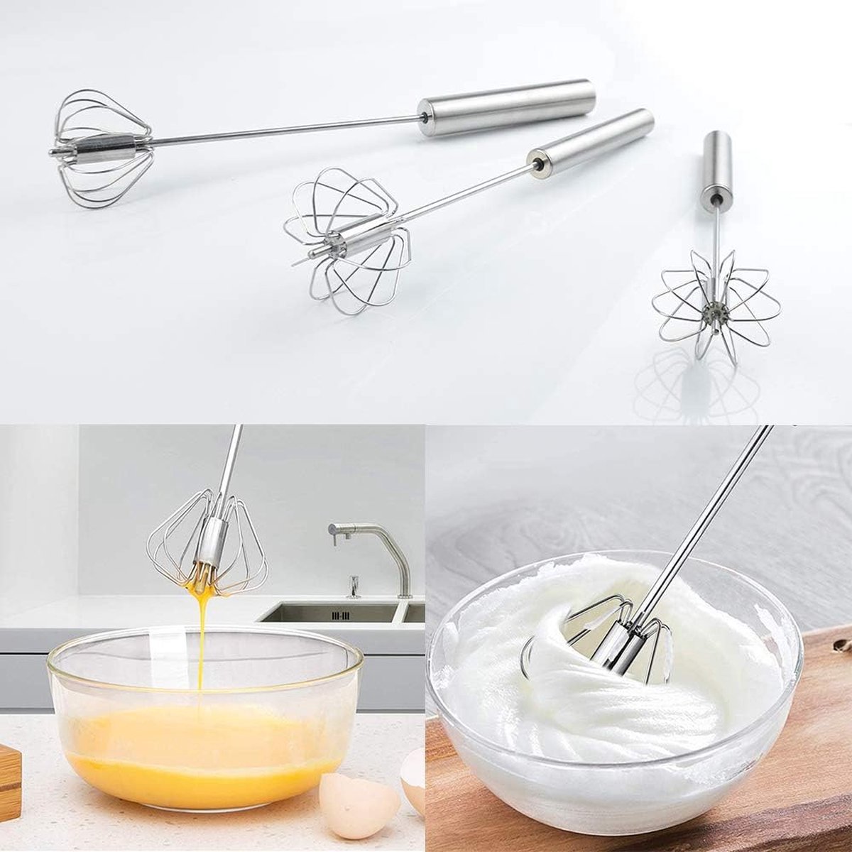3 stuks halfautomatische garde, voor de keuken, ballongarde, garde, garde, voor het mengen, mini-garde, fackelmann garde, roestvrijstalen garde, garde