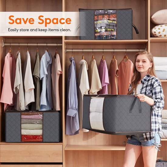 Lot De 6 Sacs Rangement 90L Vêtements - Zip Renforcé Pliable Stockage Déménagement