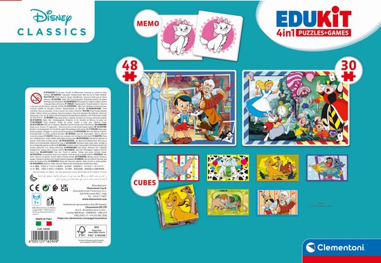 Clementoni - Edukit 4-in-1 - Disney Classics- Puzzel, Memory & Blokken ...