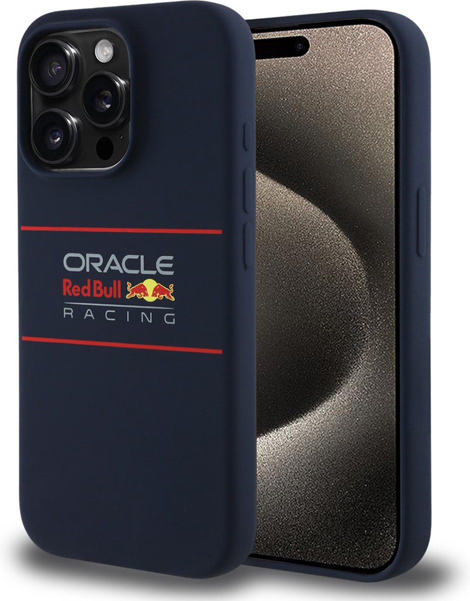 Red Bull Racing Silicone Oversize Horizontal Logo Back Cover hoesje met MagSafe voor Apple iPhone 15 Pro Max - Donkerblauw