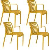 Housecraft Living Mante Chaises de jardin Accoudoir Plastique Jaune - Set de 4
