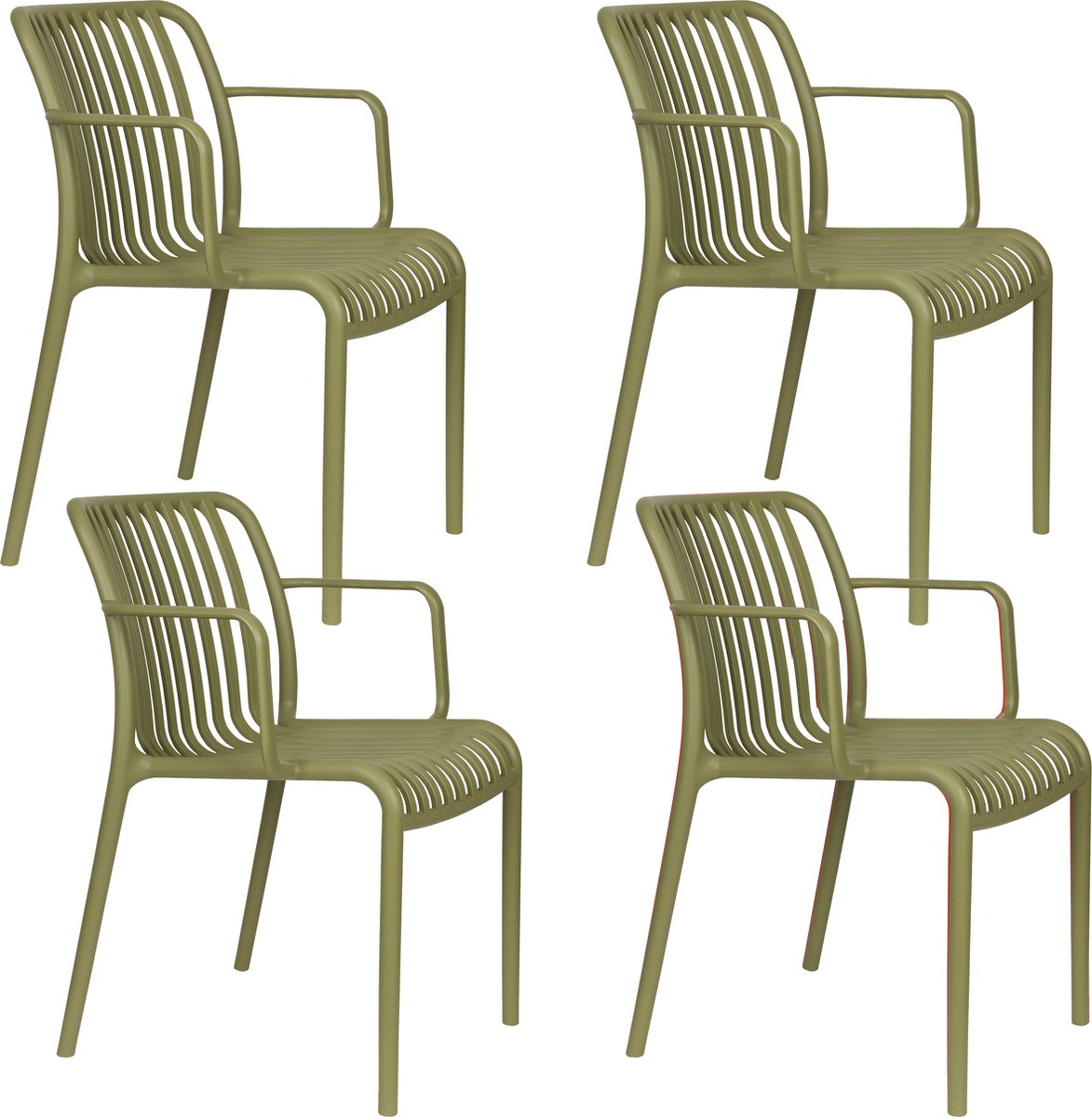Housecraft Living Mante Tuinstoel Armleuning Kunststof Groen - Set van 4