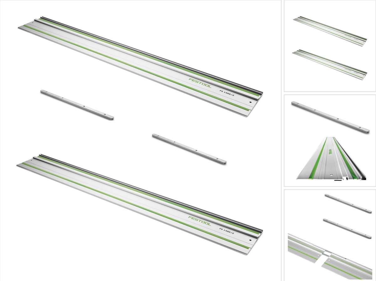 Festool FS 1400/2 geleiderail 1400 mm 2 stuks ( 2x 491498 ) + 2x verbindingsstuk FSV ( 2x 482107 )