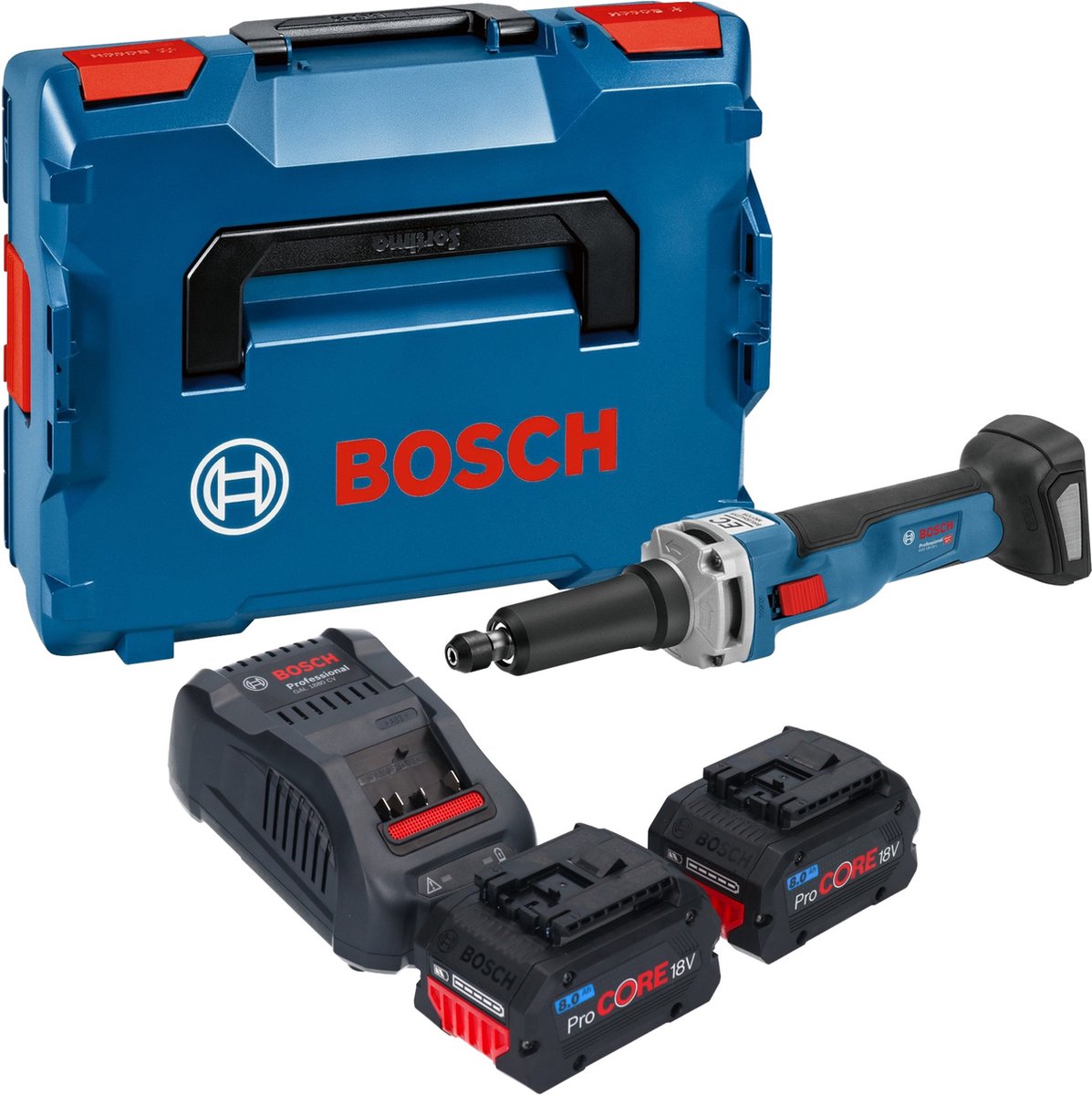 Bosch GGS 18V-23 LC Professionele rechte accuslijpmachine 18 V borstelloos + 2x ProCORE accu 8.0 Ah + lader + L-Boxx