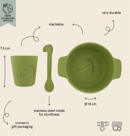 Trixie Silicone first meal set - Mr. Dino van Trixie — afbeelding 2