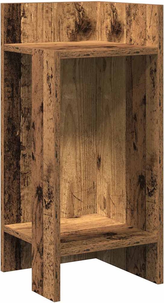 vidaXL Bijzettafeltje - met - plank - 25,5x27x60 - cm - oud - houtkleurig oud hout