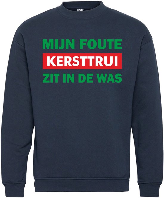 Pull de Noël Pull de Noël au lavage | Ugly Christmas Pull Femme Homme | cadeau de Noël | Paquet de Noël | Marine | taille XL