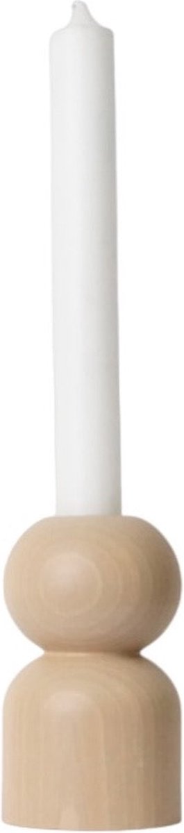 LEMON LILY Houten Kandelaar ‘3-in-1 Low’ – Naturel – Ø 8.5 × 14 cm – Geschikt voor Diner-, Stompkaarsen & Waxinelichtjes – Handgemaakt Design